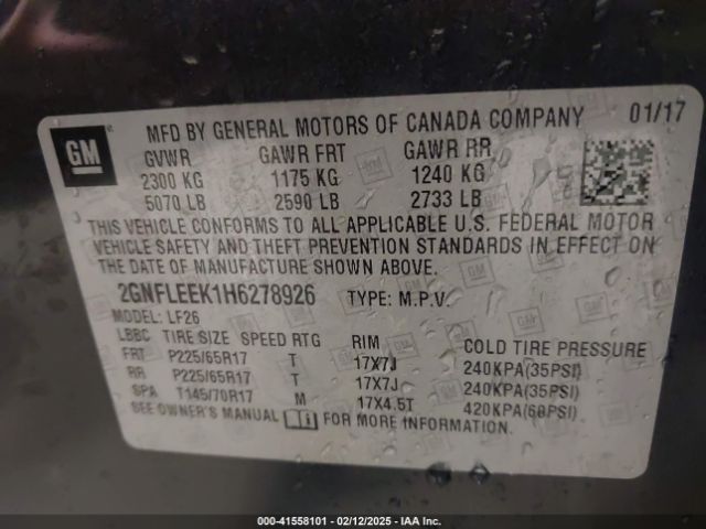 2GNFLEEK1H6278926 Chevrolet EQUINOX LS