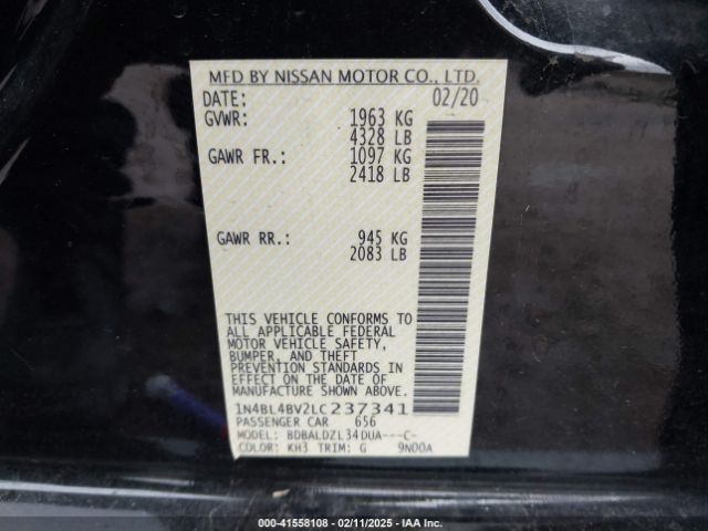 1N4BL4BV2LC237341 Nissan Altima S Fwd