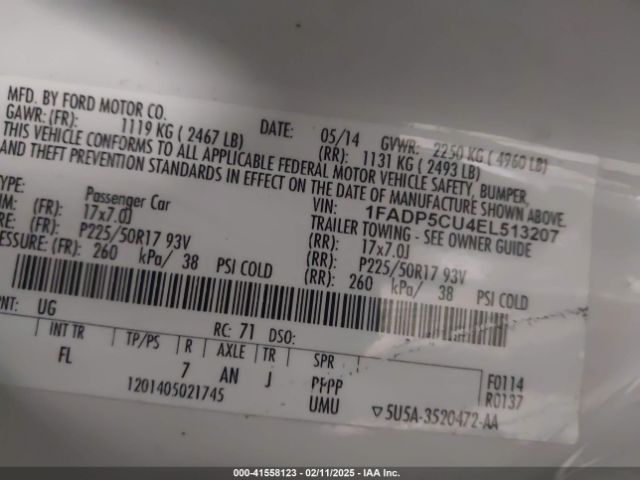 1FADP5CU4EL513207 Ford C-max Energi Sel