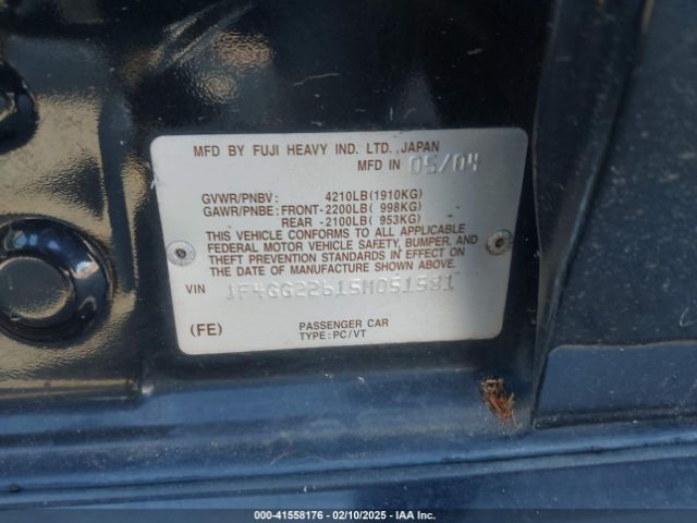 2005 SAAB 9-2X JF4GG22615H051581 Photo 8