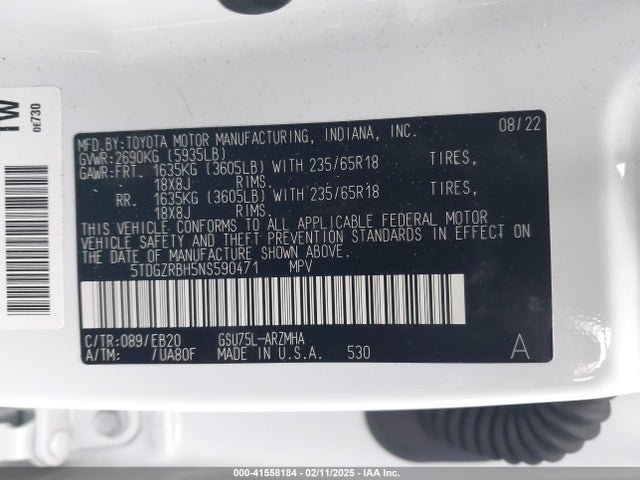 5TDGZRBH5NS590471 Toyota Highlander Xle