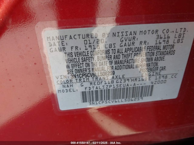 3N1CP5CV6LL506259 Nissan Kicks Sv Xtronic Cvt