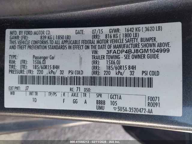 Ford FIESTA SE 2016 3FADP4BJ8GM104999 Image 9
