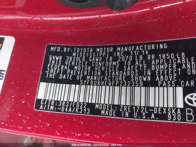 Toyota Corolla S Plus 2015 5YFBURHE8FP232359 Image 9