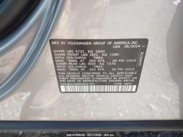 1V2JR2CA9RC594155 Volkswagen Atlas 2.0t Se W/technology