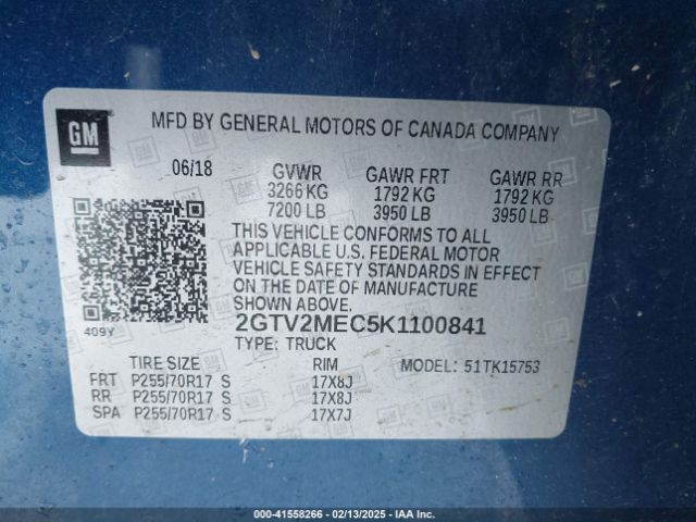 2GTV2MEC5K1100841 GMC Sierra 1500 Limited Sle