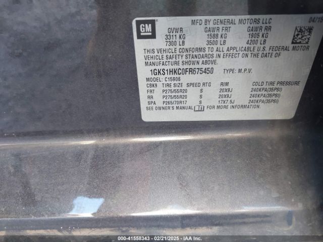 1GKS1HKC0FR675450 GMC Yukon Xl 1500 Slt