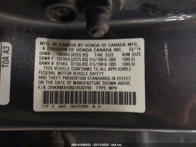 2HKRM3H36EH530799 Honda CR-V LX