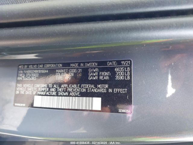 YV4BR0CM8N1816644 Volvo Xc90 Recharge Plug-in Hybrid T8 R-design 7 Passenger
