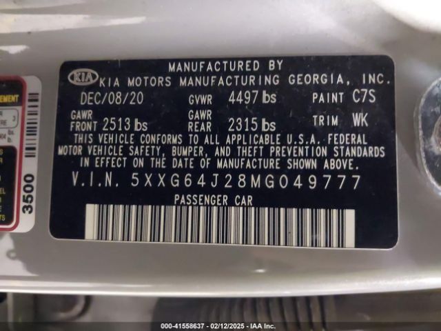 5XXG64J28MG049777 KIA K5 Gt-line
