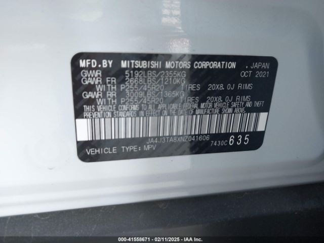 2022 MITSUBISHI OUTLANDER JA4J3TA8XNZ041606 Photo 8