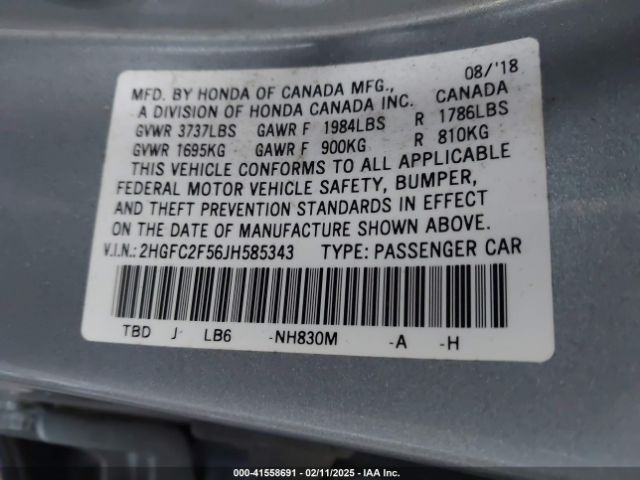 2HGFC2F56JH585343 Honda Civic Lx