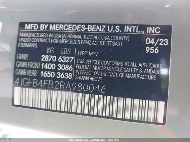 4JGFB4FB2RA980046 Mercedes-Benz Gle 350 4matic