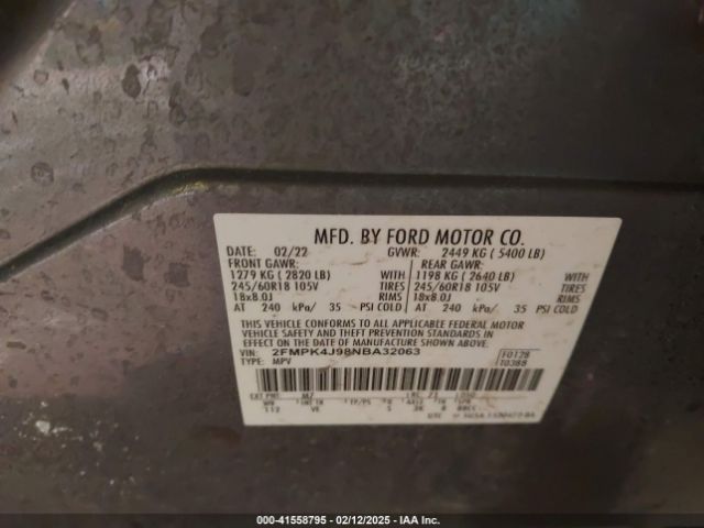 2FMPK4J98NBA32063 Ford EDGE SEL