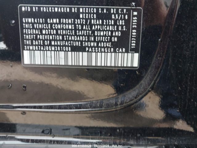 3VWB67AJ8GM381088 Volkswagen Jetta 1.4t Se