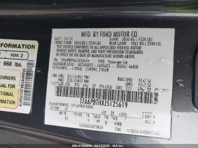 Ford Mustang Ecoboost 2018 1FA6P8THXJ5125619 Image 9