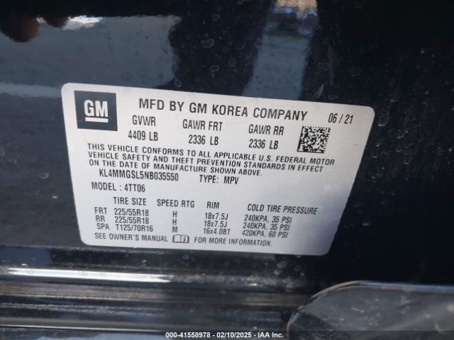 KL4MMGSL5NB035550 Buick Encore Gx Awd Essence