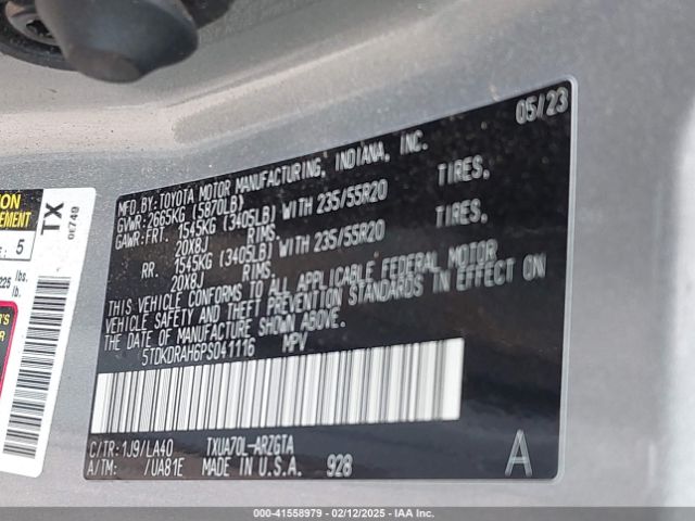 5TDKDRAH6PS041116 Toyota Highlander Platinum