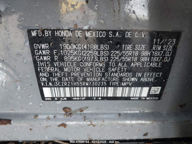 3CZRZ1H55RM730235 Honda Hr-v 2wd Sport/2wd Sport W/o Bsi