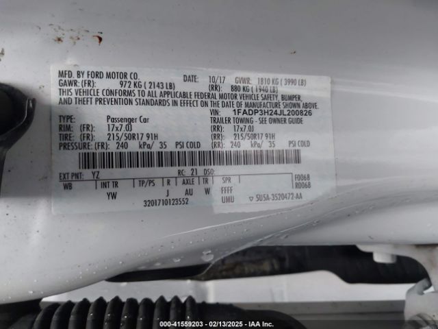 1FADP3H24JL200826 Ford FOCUS SEL