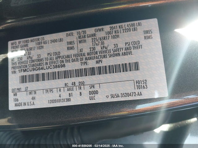 Ford ESCAPE SE 2020 1FMCU9G64LUC38698 Image 9