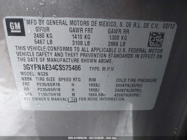 2012 CADILLAC SRX 3GYFNAE34CS575486 Photo 8
