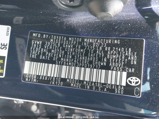 Toyota COROLLA LE 2023 5YFB4MDE3PP019717 Image 9