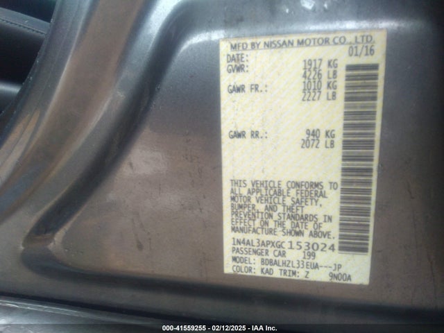 1N4AL3APXGC153024 Nissan Altima 2.5 Sr