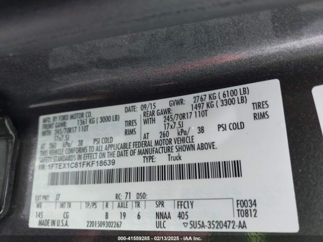 1FTEX1C81FKF18639 Ford F-150 Xl