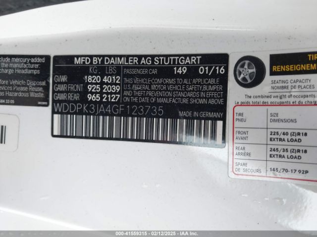 WDDPK3JA4GF123735 Mercedes-Benz Slk 300