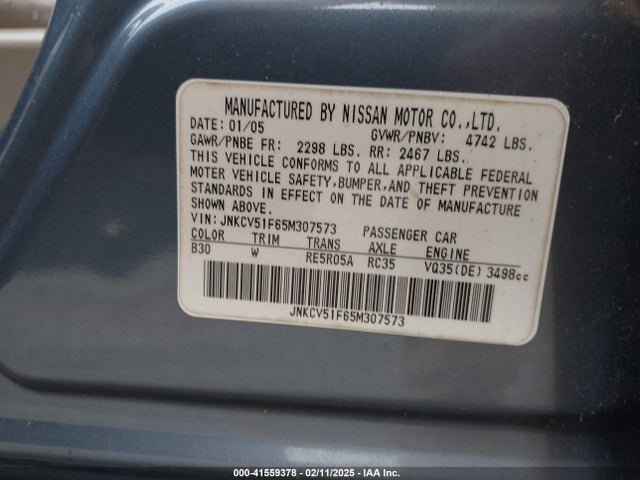 Продажа на аукционе авто 2005 Infiniti G35x, vin: JNKCV51F65M307573, номер лота: 41559378