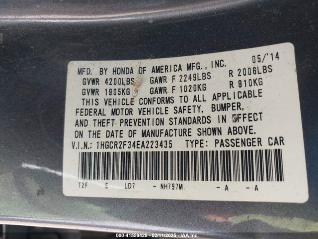 Honda ACCORD LX 2014 1HGCR2F34EA223435 Image 9
