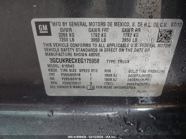 3GCUKRECXEG175958 Chevrolet Silverado 1500 1lt