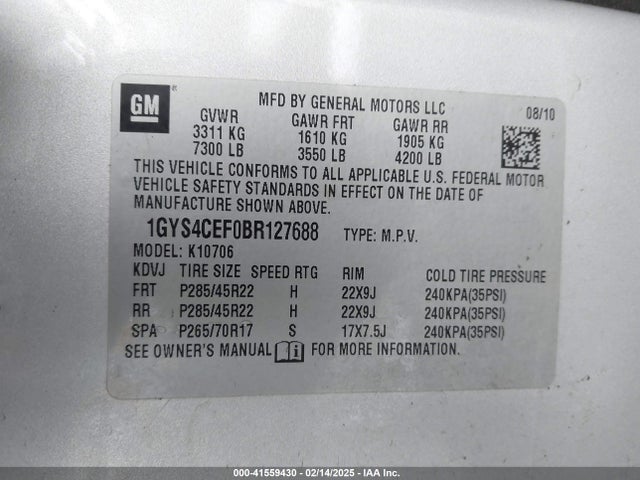 2011 CADILLAC ESCALADE 1GYS4CEF0BR127688 Photo 8