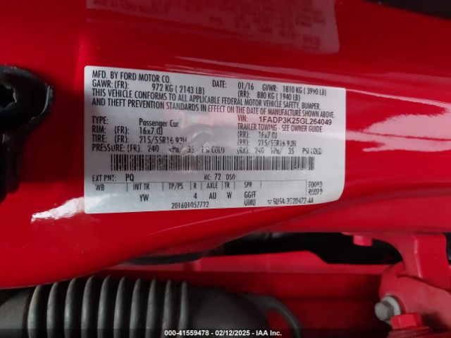 1FADP3K25GL264049 Ford FOCUS SE