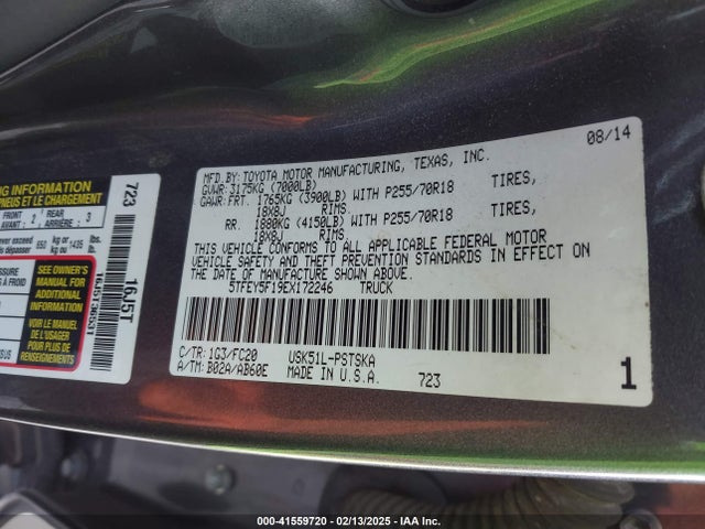 5TFEY5F19EX172246 Toyota Tundra Sr5 5.7l V8