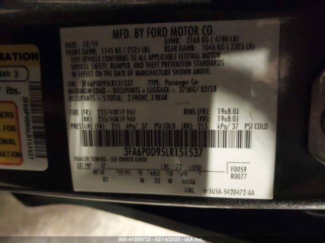 3FA6P0D95LR151537 Ford Fusion Titanium