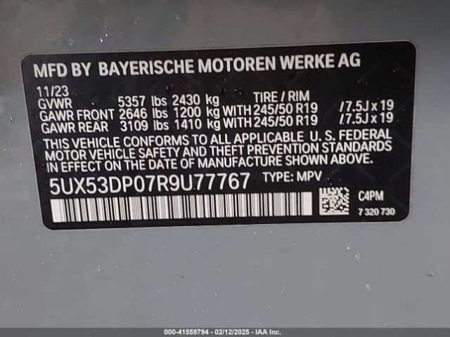 5UX53DP07R9U77767 BMW X3 Xdrive30i
