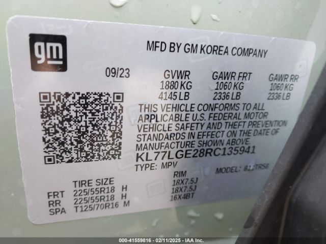 KL77LGE28RC135941 Chevrolet Trax Fwd 1rs
