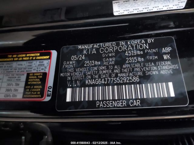 KNAG64J77S5292586 KIA K5 Gt-line