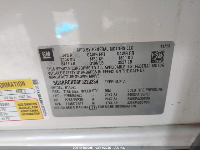 5GAKRCKD0FJ229234 Buick llt