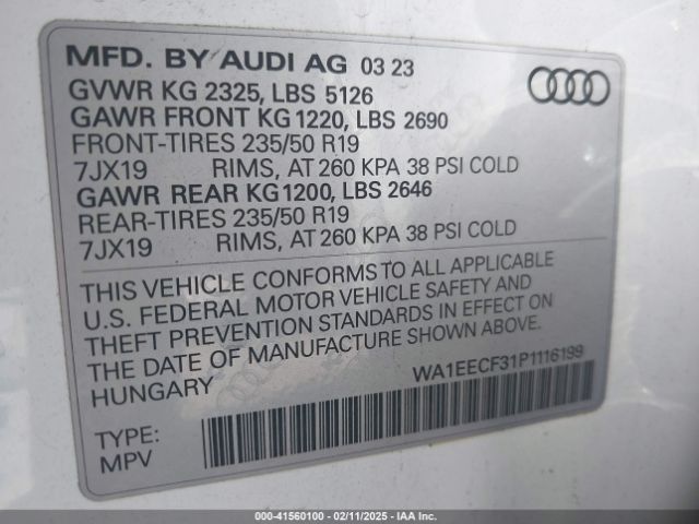 WA1EECF31P1116199 Audi Q3 Premium Plus 45 Tfsi S Line Quattro Tiptronic