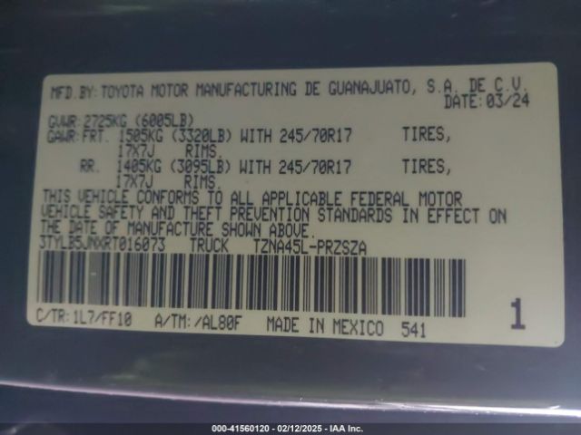 3TYLB5JNXRT016073 Toyota Tacoma Sr5