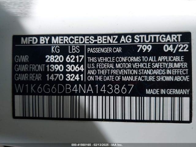 W1K6G6DB4NA143867 Mercedes-Benz S 500 4matic
