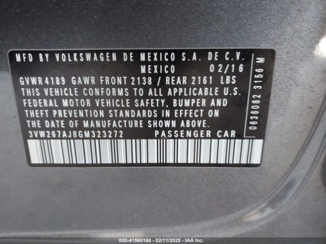 3VW267AJ8GM323272 Volkswagen Jetta 1.4t S