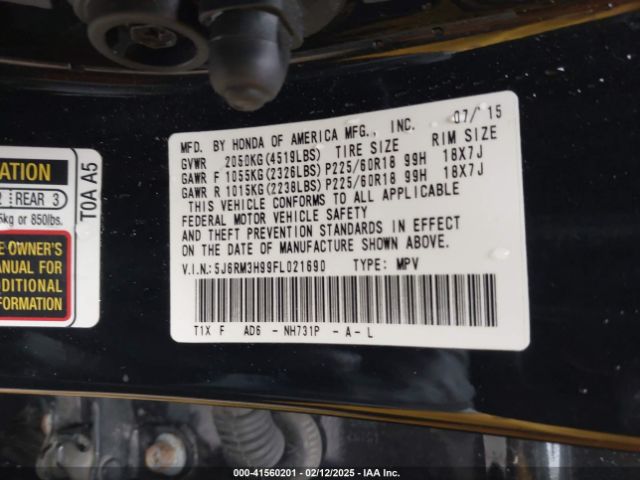 5J6RM3H99FL021690 Honda Cr-v Touring