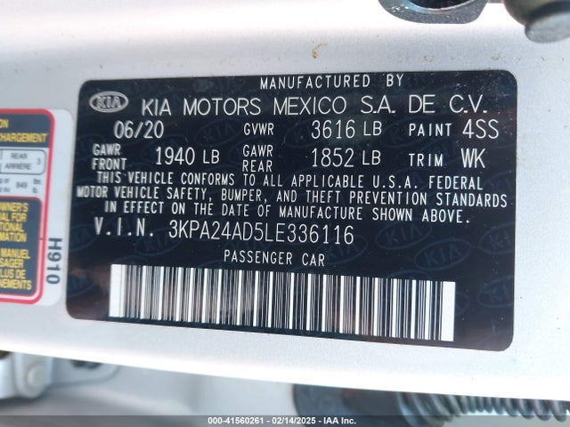 KIA RIO LX 2020 3KPA24AD5LE336116 Image 9