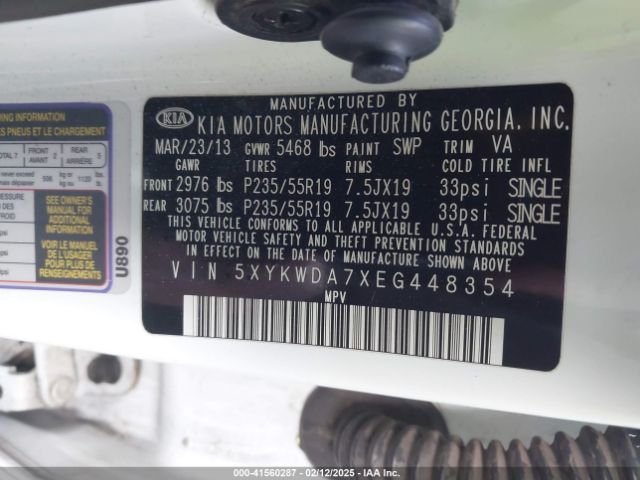 5XYKWDA7XEG448354 KIA Sorento Limited V6