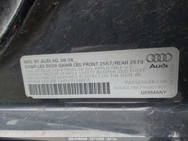 2009 AUDI A4 WAULK78K29N007907 Photo 8