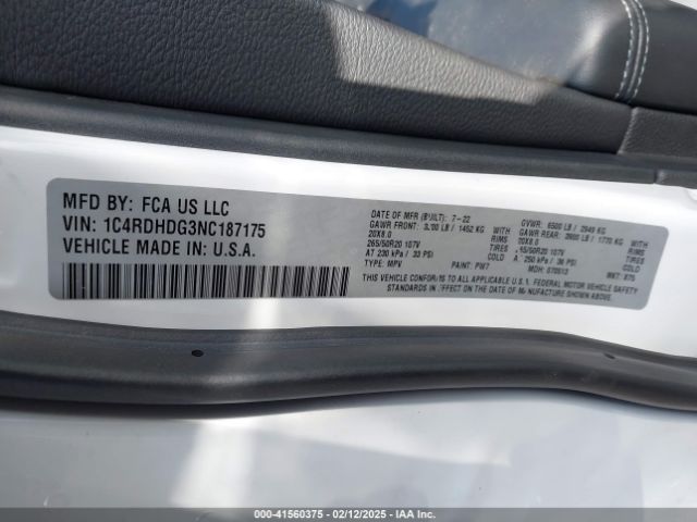 2022 DODGE DURANGO 1C4RDHDG3NC187175 Photo 8